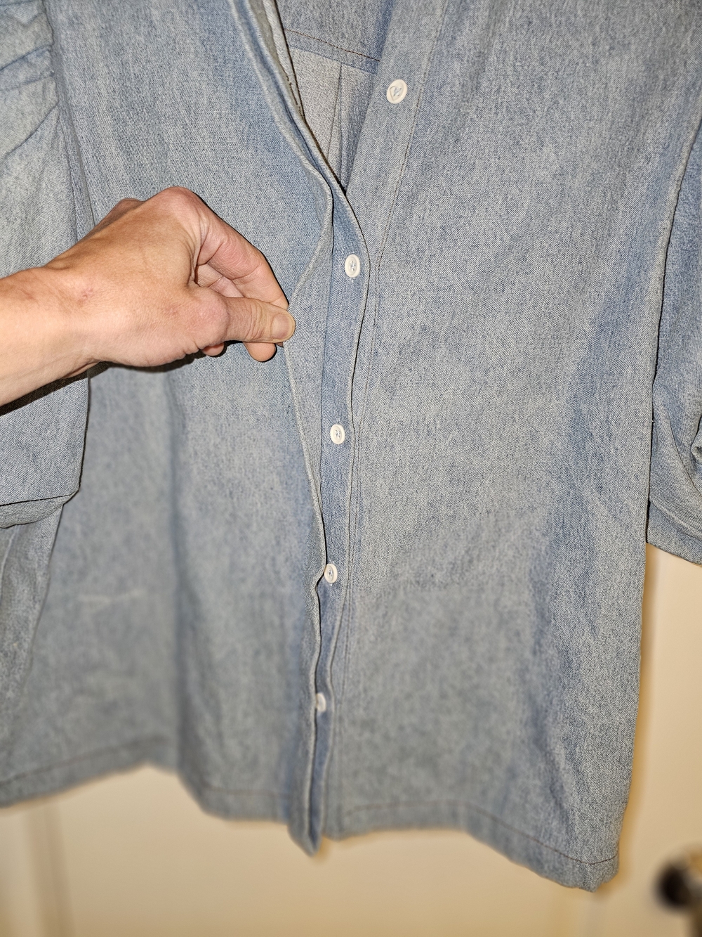 Olivia James The Label Annie Puff Sleeve Denim Blouse Size Extra Small XS - Picture 7 of 9